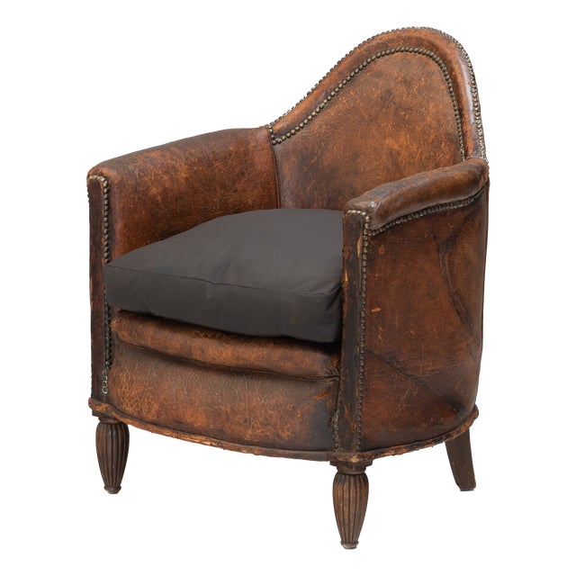 Leather Tub Chair, 1930s For Sale