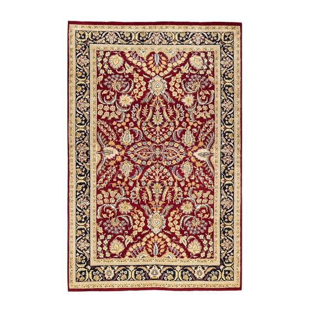 Mogul, One-of-a-Kind Hand-Knotted Area Rug - Red, 4' 2" x 6' 3" For Sale