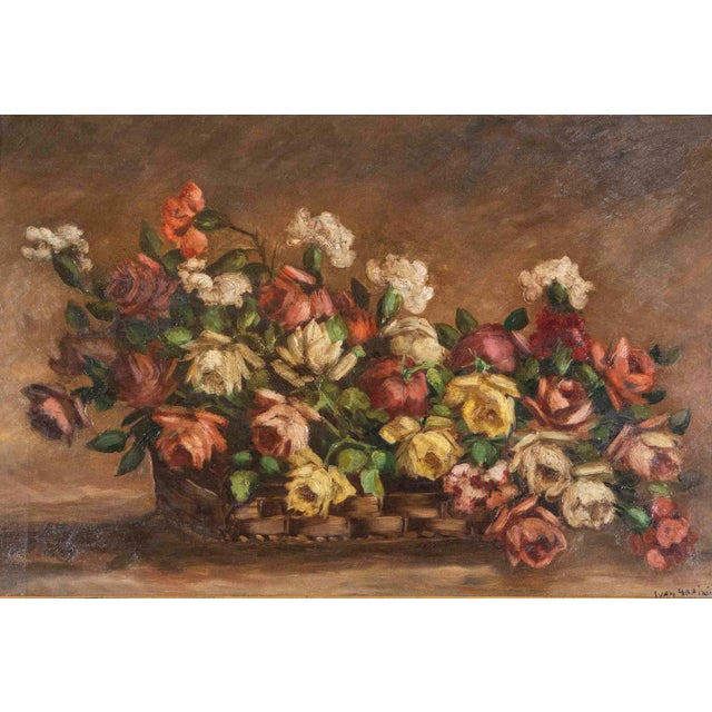 French Mid 20th Century Ivan Gorini, Still Life with Flowers, Oil on Panel For Sale - Image 3 of 7