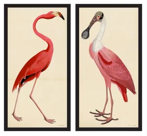 Pink Birds Prints- a Pair