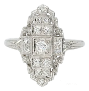 Vintage Platinum (950) Natural Diamond Old Cut Ring, Size 8