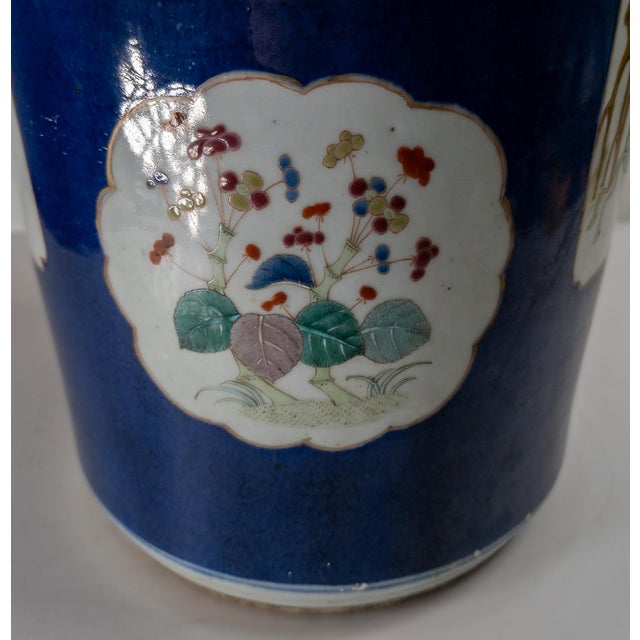 19th Century Chinese Powder Blue Umbrella or Cane Holder in Famille Rose Palette For Sale - Image 14 of 18