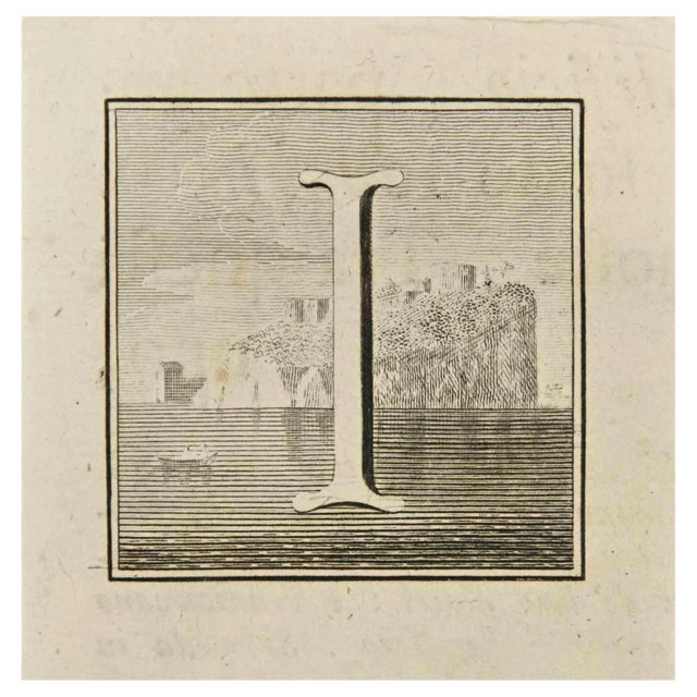 Luigi Vanvitelli, Letter of the Alphabet I, Etching, 18th Century For Sale