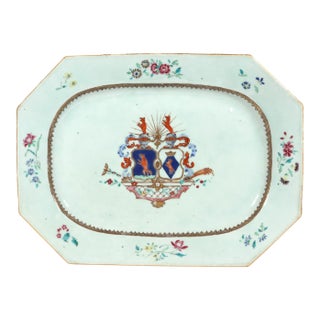 Chinese Export Porcelain Armorial Dish With European Coat of Arms For Sale