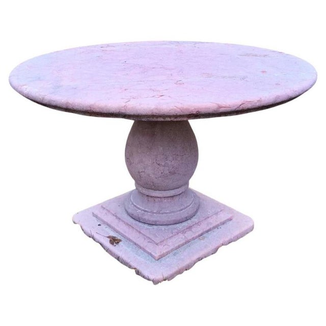 Stone Round Table in Red Verona Marble with Square Base, Early 19th Century For Sale - Image 7 of 7