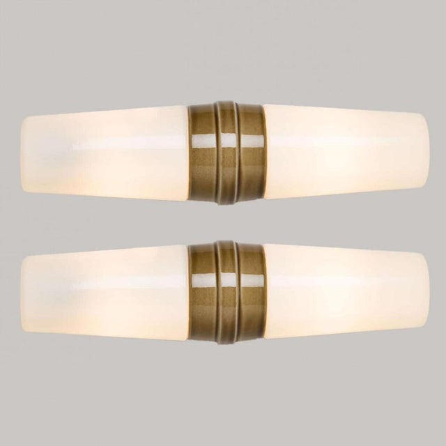 White and Brown Ceramic Wall Lights, Sweden, 1970s, Set of 2 For Sale - Image 13 of 14