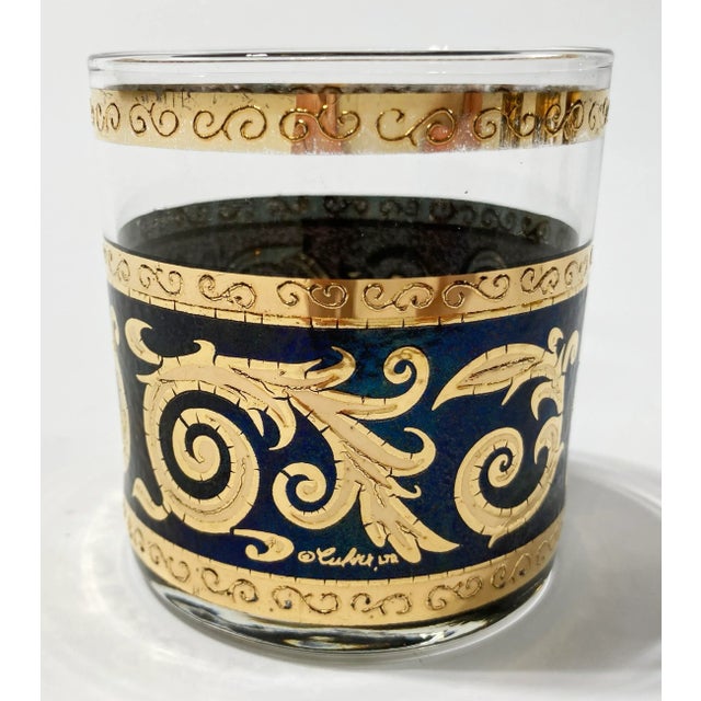 Glass Vintage Culver LTD Black and Metallic Gold Lowball Glasses, Set of 5 For Sale - Image 7 of 9