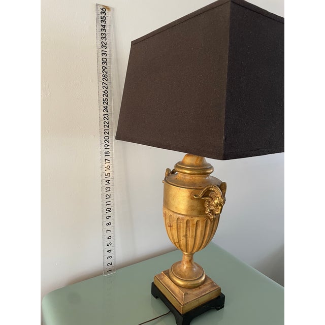 Vintage Chapman Sienna Marble Hollywood Regency Rams Head Urn Lamp For Sale - Image 9 of 9