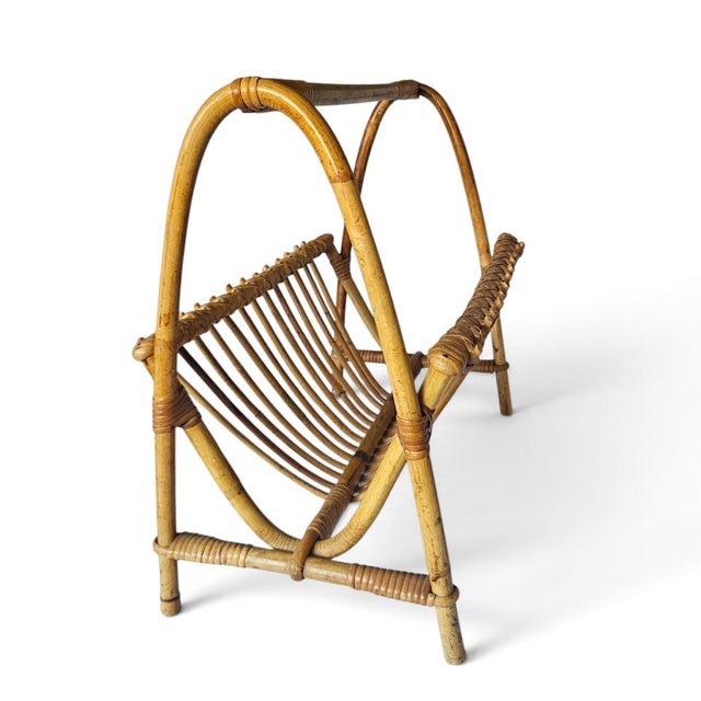 Franco Albini Style Mid 20th Century Bentwood Bamboo & Rattan Magazine Rack For Sale - Image 11 of 11
