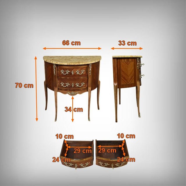 Early 20th Century Louis XV-Louis XVI Transition Style Half-Moon Commode For Sale - Image 18 of 18