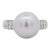12mm Cultured South Sea Pearl & Round Diamond Ring in Platinum Size 6.25 For Sale