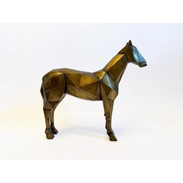 2000s Vintage Modern Cubism Equestrian Horse Sculpture For Sale - Image 4 of 10