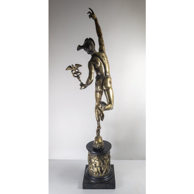 19th Century 34" Italian Grand Tour Bronze of Flying Mercury After Giambologna For Sale In New York - Image 6 of 18