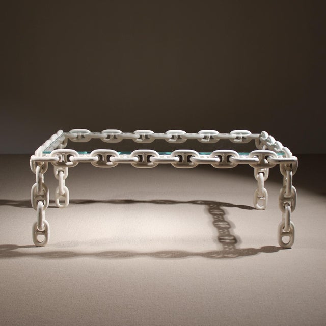 Brutalist Vintage French Brutalist Chain Link Coffee Table, 1970s For Sale - Image 3 of 17