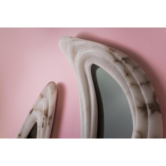 Not Yet Made - Made To Order Aqua Fossil II Mirrors in Alabaster and Mirror Glass by Amarist Studio, Set of 2 For Sale - Image 5 of 16