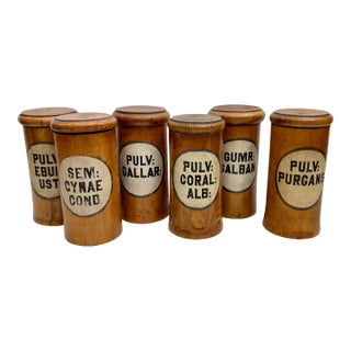 Set of 6 Antique Treen Apothecary Jars / Canisters For Sale