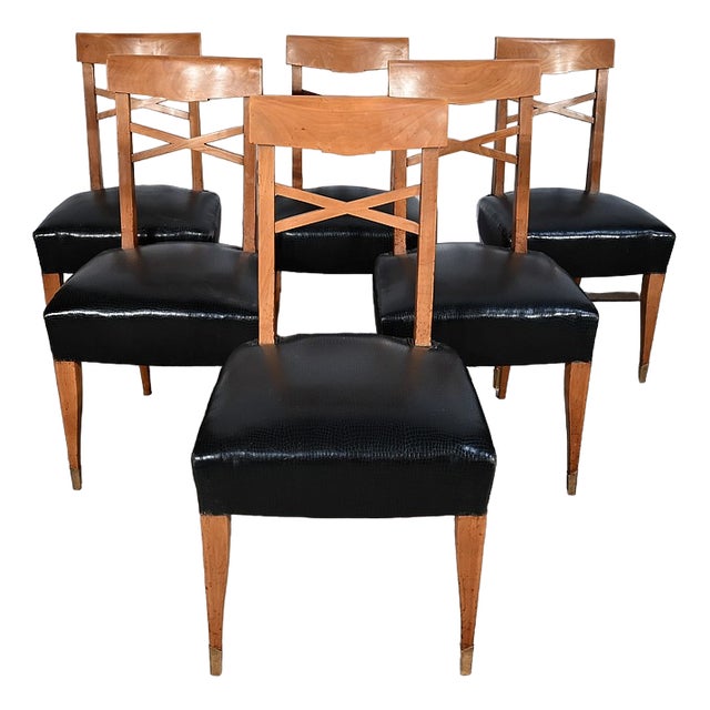 Art Deco Dining Chairs, 1940s, Set of 6 For Sale