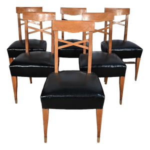 Art Deco Dining Chairs, 1940s, Set of 6