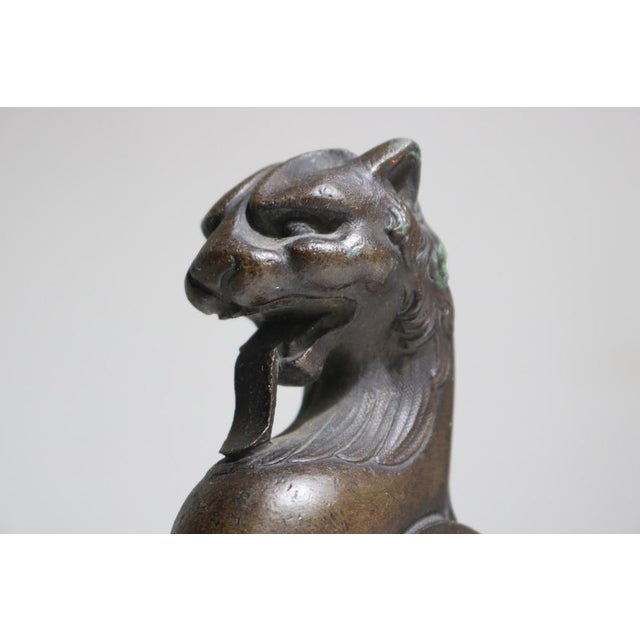 Metal Antique French Lion Griffin Fireplace Fender Set with Integrated Tool Holders, 19th Century, Set of 3 For Sale - Image 7 of 13