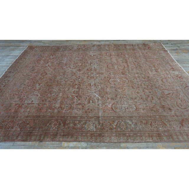 1930s 1930s Pink Rose Field Traditional Geometric Antique Knotted Wool Persian Mahal Rug For Sale - Image 5 of 10