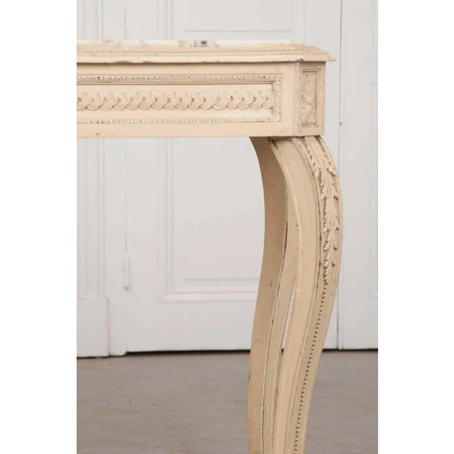 French 19th Century French Louis XV Style Painted Marble-Top Table For Sale - Image 3 of 9