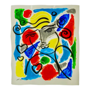 Oz El Hai 1Original Oz El Hai Israeli Pop Art Vibrant Lacquer Enamel Painting Colorful Love, c. 20th century