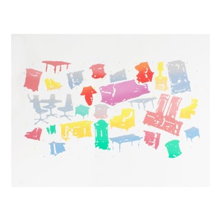 1982 “Furniture Dense Point” Serigraph Print by Roger Benedetti For Sale