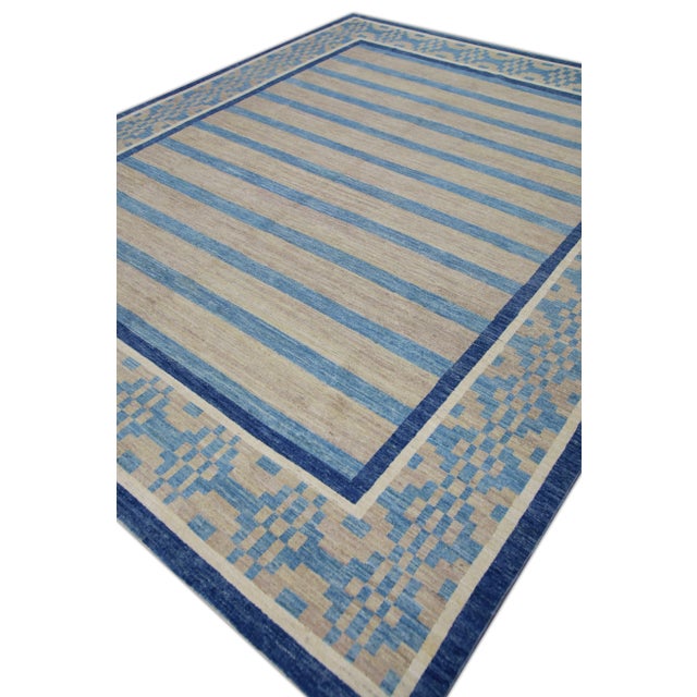 Blue Modern Turkish Oushak Rug 9'10" x 12'1" For Sale - Image 8 of 10