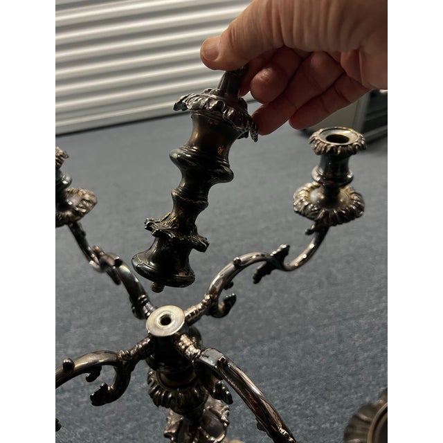 Metal Vintage Victorian Pair of Candelabra For Sale - Image 7 of 11