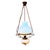 1940s French Blue Opaline Hanging Lamp with Floral Decorated Reservoir in Brass and Opaline Glass, 1940s For Sale - Image 5 of 5