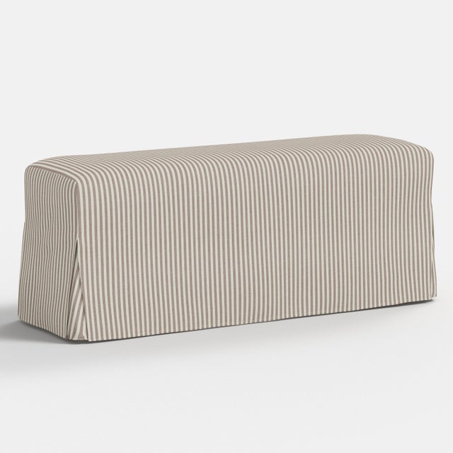 Slipcover for Stoffer Home x Cloth & Company for Lindy Slipcover Dining Bench in Jane Stripe Mauve For Sale In Chicago - Image 6 of 6