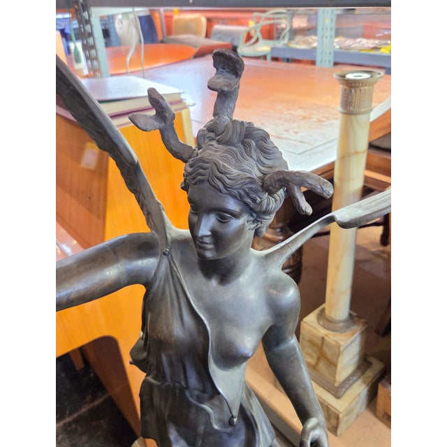 Antique 1900s Large Victory Bronze Statue on Marble Base Snakes Symbol Triumph Over Evil For Sale - Image 13 of 15