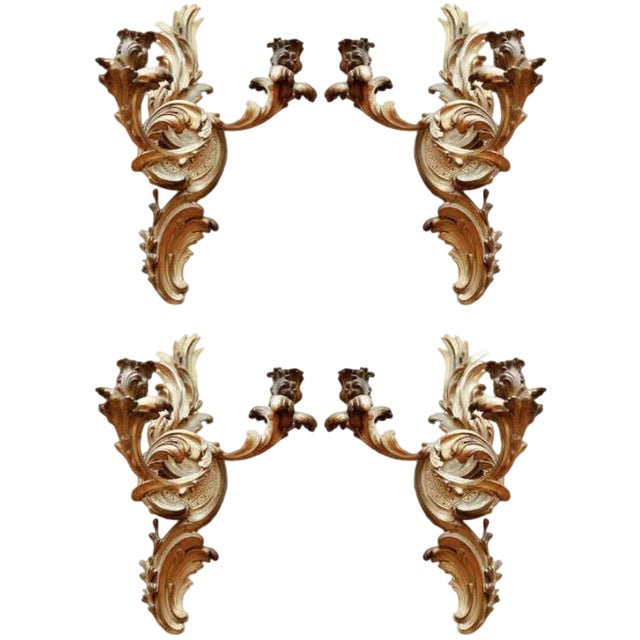 19th C French Dore Bronze Two-Arm Sconces - Set of 4 For Sale
