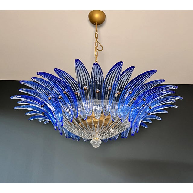 Murano Pendant Light with Palmette and Blue Glasses, 1990 For Sale - Image 10 of 18