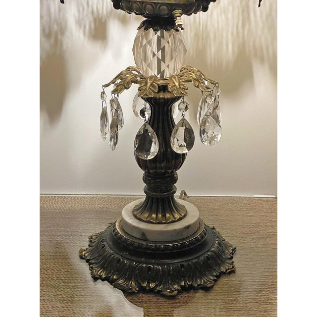 Vintage Hollywood Regency Filigree Crystal Table Lamp For Sale - Image 4 of 10