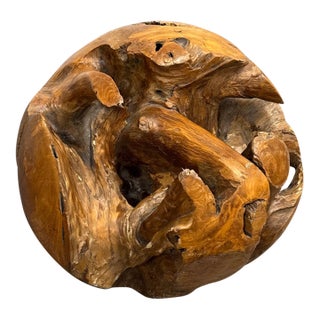 Wood Root Hand-Carved Organic Sculpture Sphere, Large For Sale