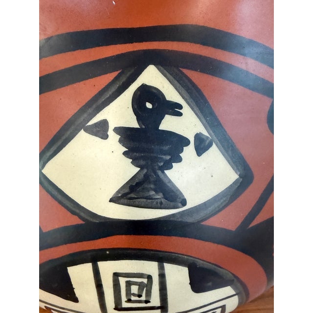 Burnt Umber 1970s Southwestern Wedding Vase Pottery Table Lamp — Hand-Painted Terracotta For Sale - Image 8 of 10