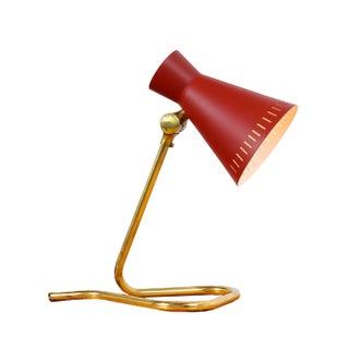 Red and Brass Diabolo Table Light by Asea, 1950s For Sale