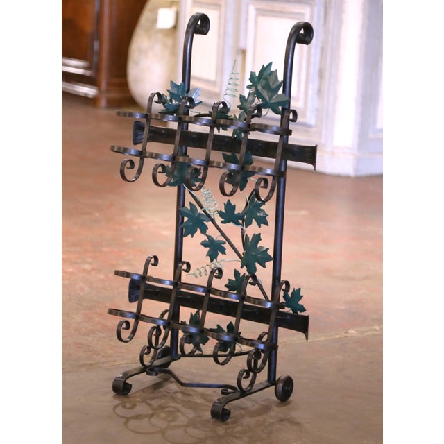 2000 - 2009 French Iron Ten-Bottle Wine Cart on Wheels From the Rhone Region For Sale - Image 5 of 7