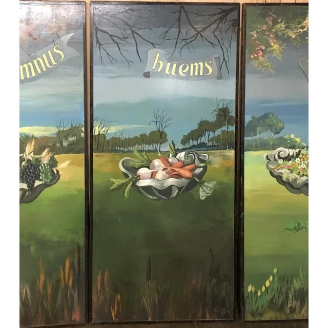 Paint Mid-Century Set of 4 Large Scale Four Seasons Paintings For Sale - Image 7 of 12