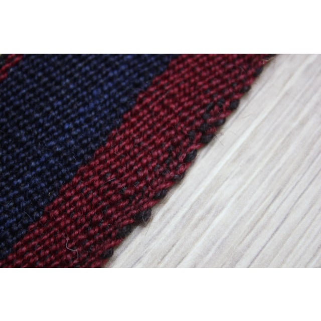 1980s Art Deco Burgundy Striped Runner Rug For Sale - Image 4 of 13