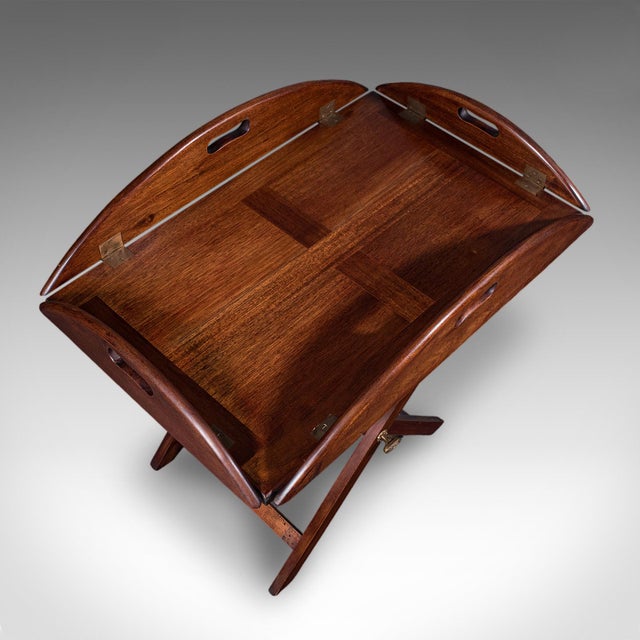 Brown Antique Butler's Tray Table, English, Drop-Flap Serving Stand, Edwardian, c.1910 For Sale - Image 8 of 12
