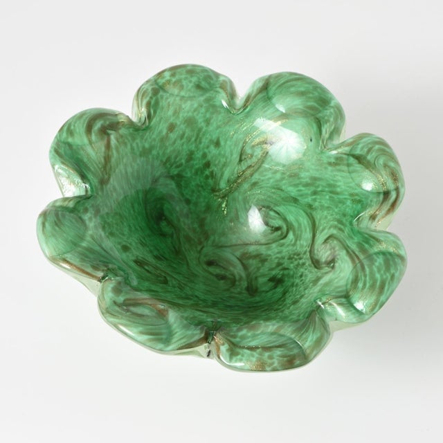 Murano Green Aventurine Glass Bowl from Fratelli Toso, 1960s For Sale - Image 13 of 13