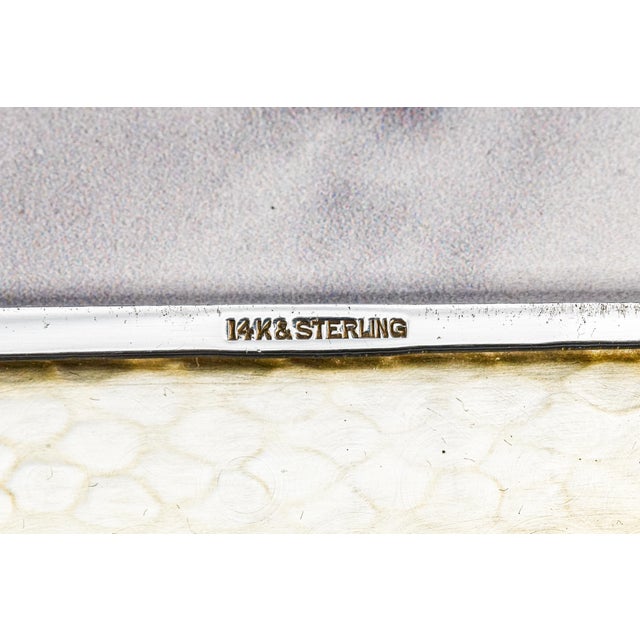 Lux Hammered Antique Art Deco 14k Gold Sterling Silver Card Cigarette Case For Sale - Image 11 of 15