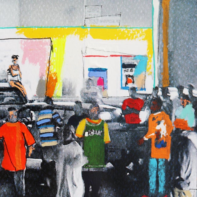 Italian Street Life - Colorful Landscape Painting on Paper Original Artwork by Fabio Coruzzi For Sale - Image 3 of 9