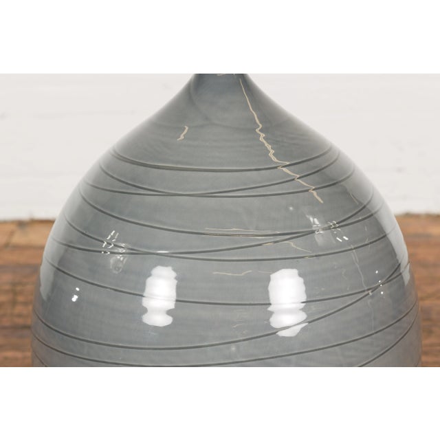 Early 21st Century Early 21st Century Silver Grey Glazed Ceramic Vase For Sale - Image 5 of 12