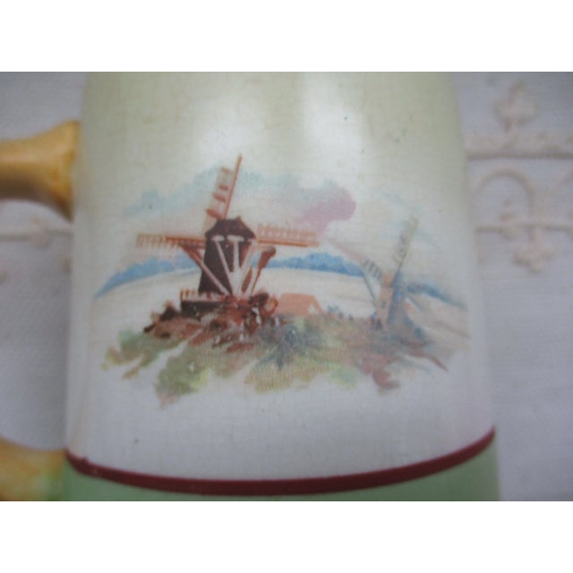 Ceramic Antique La Francaise Porcelain Yellow & Green 4.5" Mug W/ Dutch Scene For Sale - Image 7 of 12