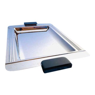Vintage Couzon French Art Deco Style Stainless Steel Bar Tray For Sale