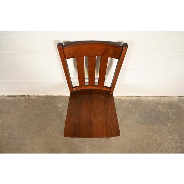 Limbert Style Antique Mission Oak Arts & Crafts Side Chair or Dining Chair, Circa 1910 For Sale In South Bend - Image 6 of 15
