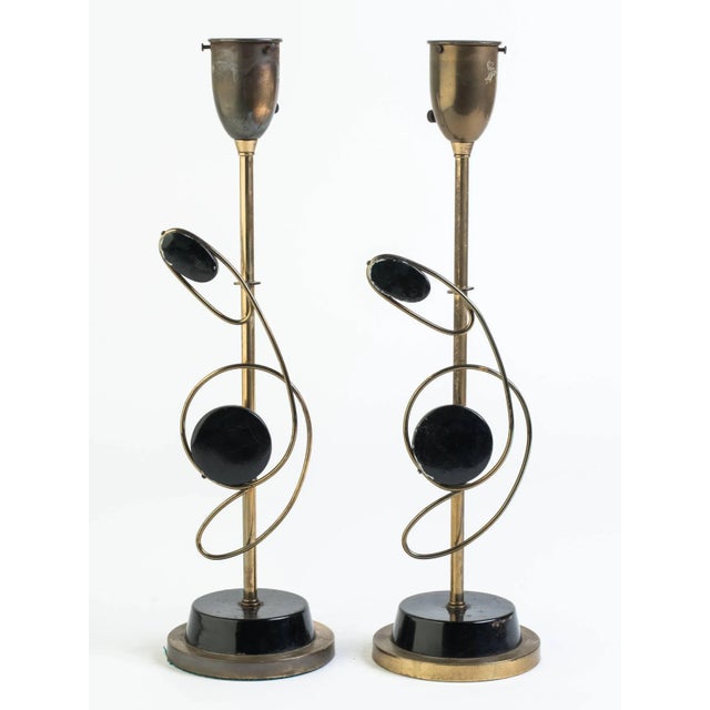 1950s Atomic Brass or Metal Lamps - a Pair For Sale In New York - Image 6 of 7